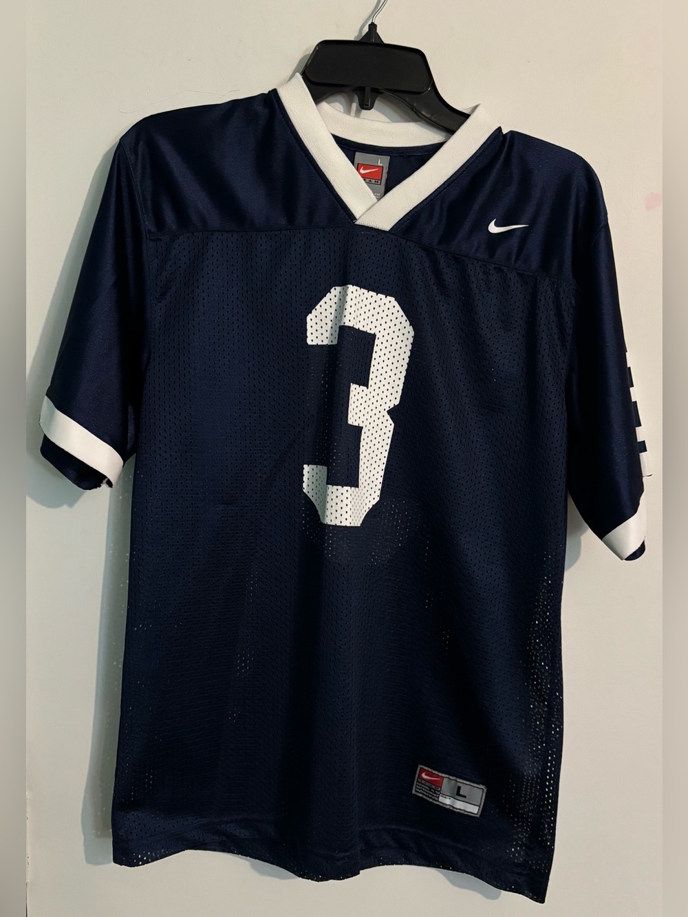 Penn State Nike Navy Blue White #3 Jersey Boys Sz Large Home Jersey "We are"